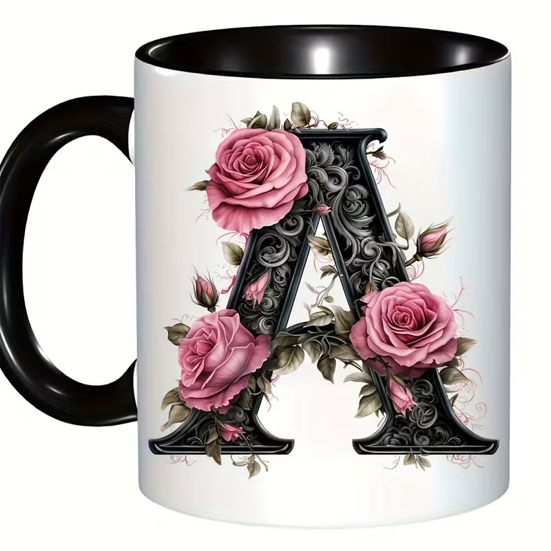 Coffee Tea Name - 1 Cangkir Kopi Cetak Huruf Hitam