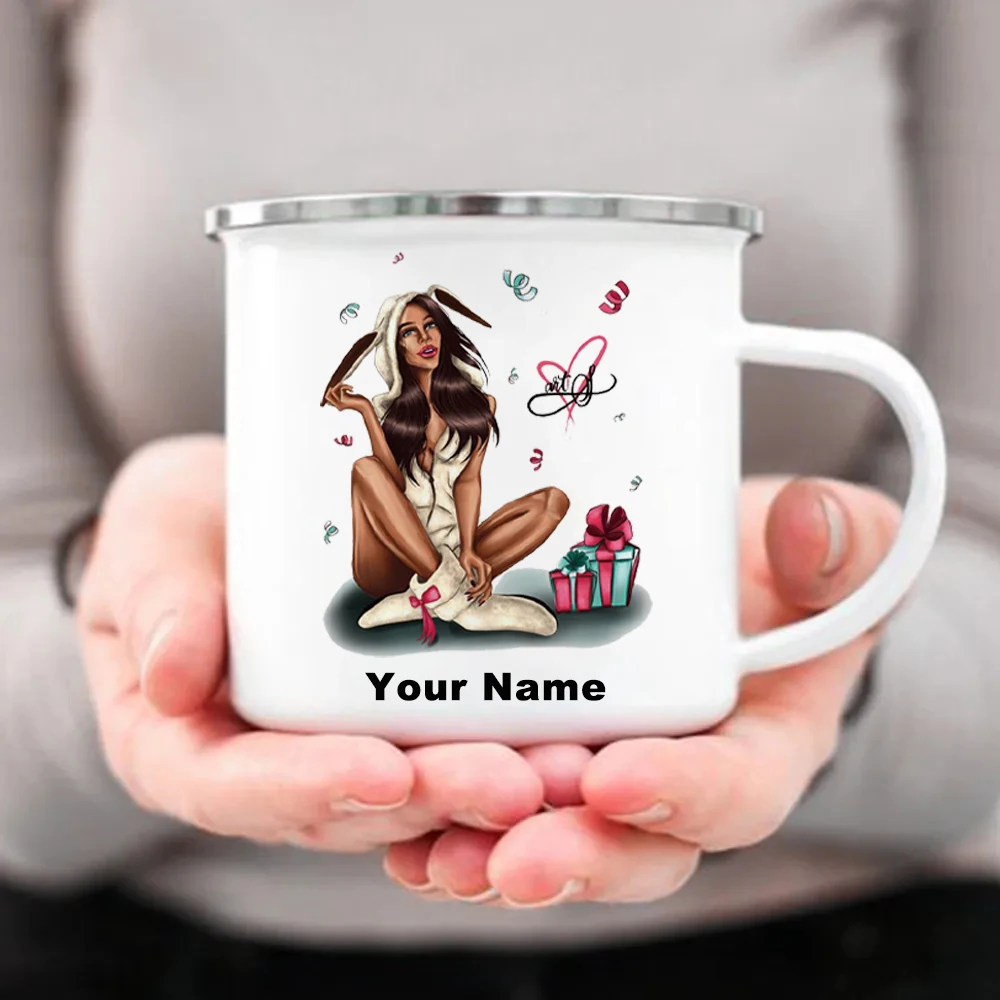 Coffee Tea Name - Mug Enamel kustom dengan nama Anda,
