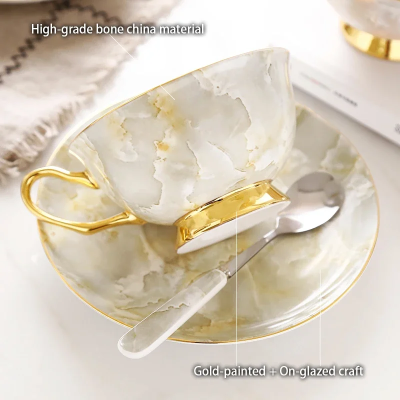 Set Kopi Porselen Marmer, Teko - Coffee Tea Sugar ulasan dan harga