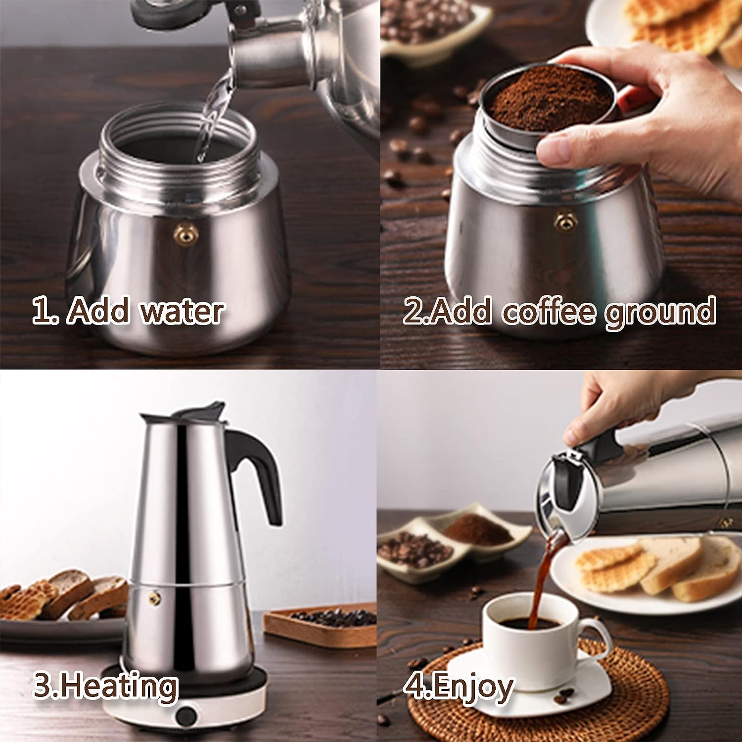 Cangkir kopi Moka, cangkir 4/6 - Moka Pot Stove ulasan dan harga